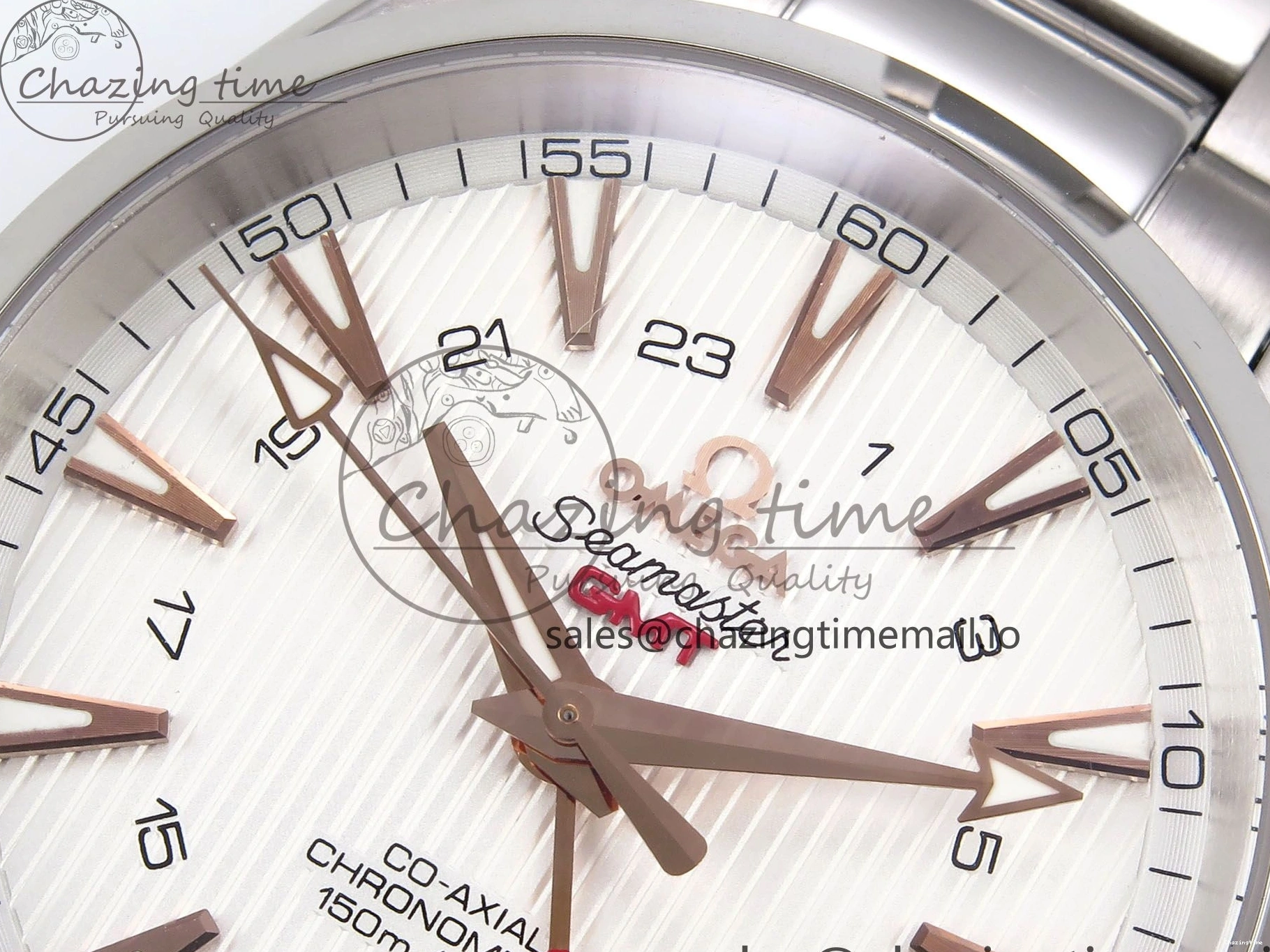 0508 Snug Aqua Terra 150M GMT OMF 1:1 Best Edition White RG Textured Dial on SS Bracelet A 7714